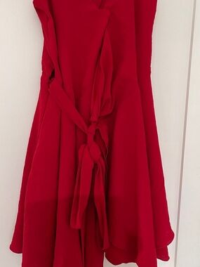 Red Sleeveless Tie-Waist Dress